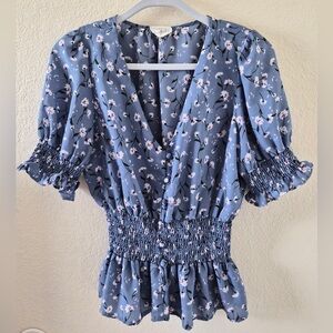SIENNA SKY Floral Blue Dress Floral Tunic Blouse Top